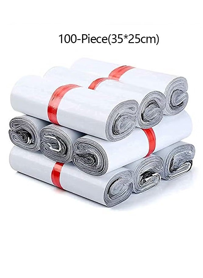 Plastic Envelope Bag, 100pcs White Self-Seal Adhesive Courier Storage Bags, Plastic Poly Envelope Mailer Postal, Strong Thick Shipping Mailing Bags (White) (35 * 25cm) - Image 1