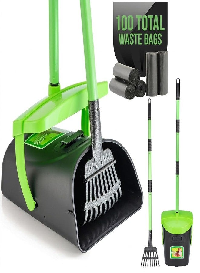 MXF 40.16" Pooper Scooper Set - Swivel Bin & Rake Kit with 100 Waste Bags - Image 1