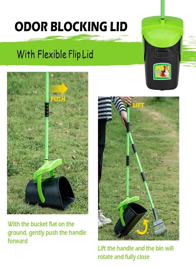 MXF 40.16" Pooper Scooper Set - Swivel Bin & Rake Kit with 100 Waste Bags - Image 4