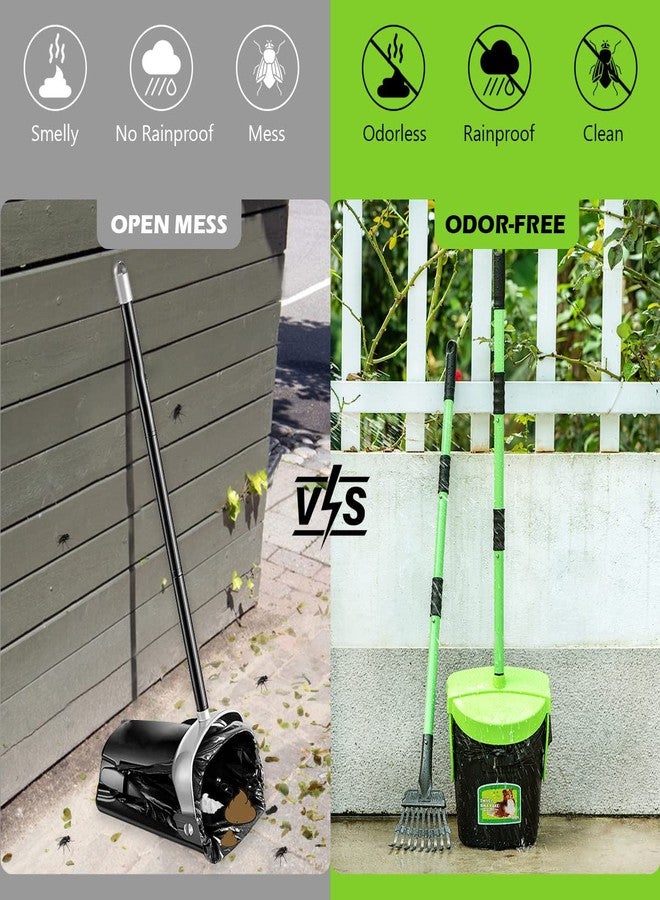 MXF 40.16" Pooper Scooper Set - Swivel Bin & Rake Kit with 100 Waste Bags - Image 3