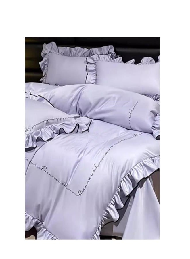 Fitted Sheet Style — ﻿High End Silky Princess Lace Bedding Four Piece Set - Image 2