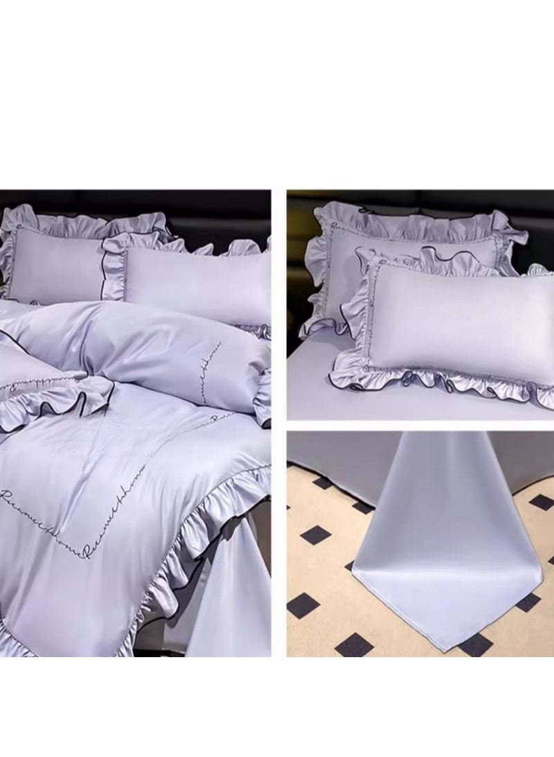 Fitted Sheet Style — ﻿High End Silky Princess Lace Bedding Four Piece Set - Image 5