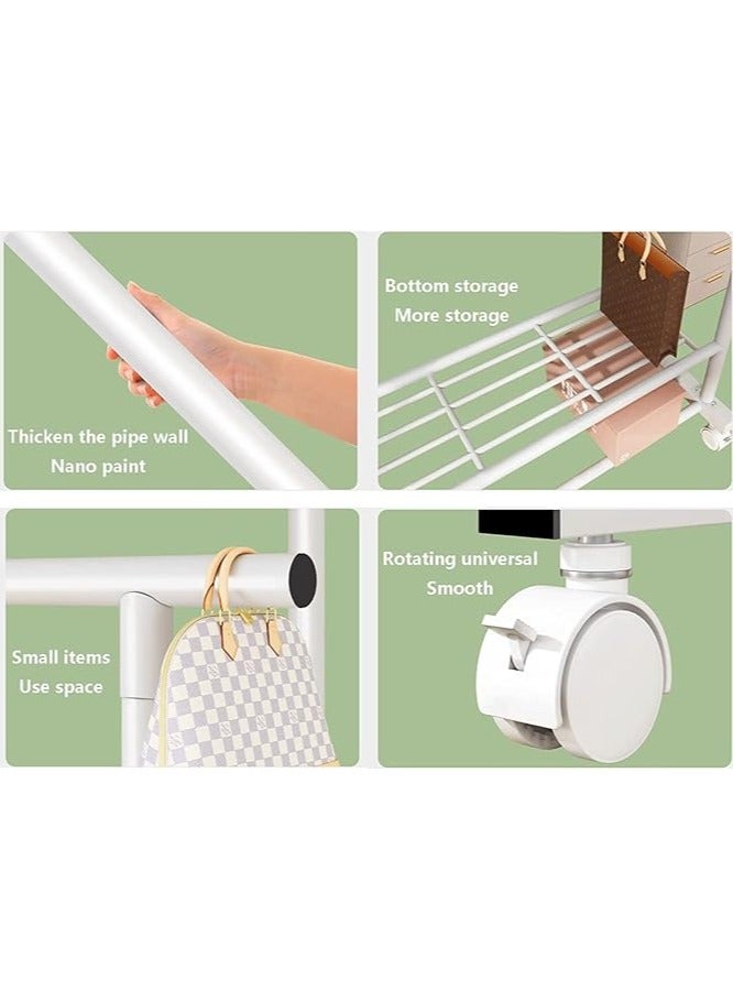 AIWANTO Heavy-Duty Double Clothes Rail Rack with Wheels and Bottom Shelf – Freestanding Metal Garment Organizer for Bedroom and Home, 150x143x40cm - Image 5