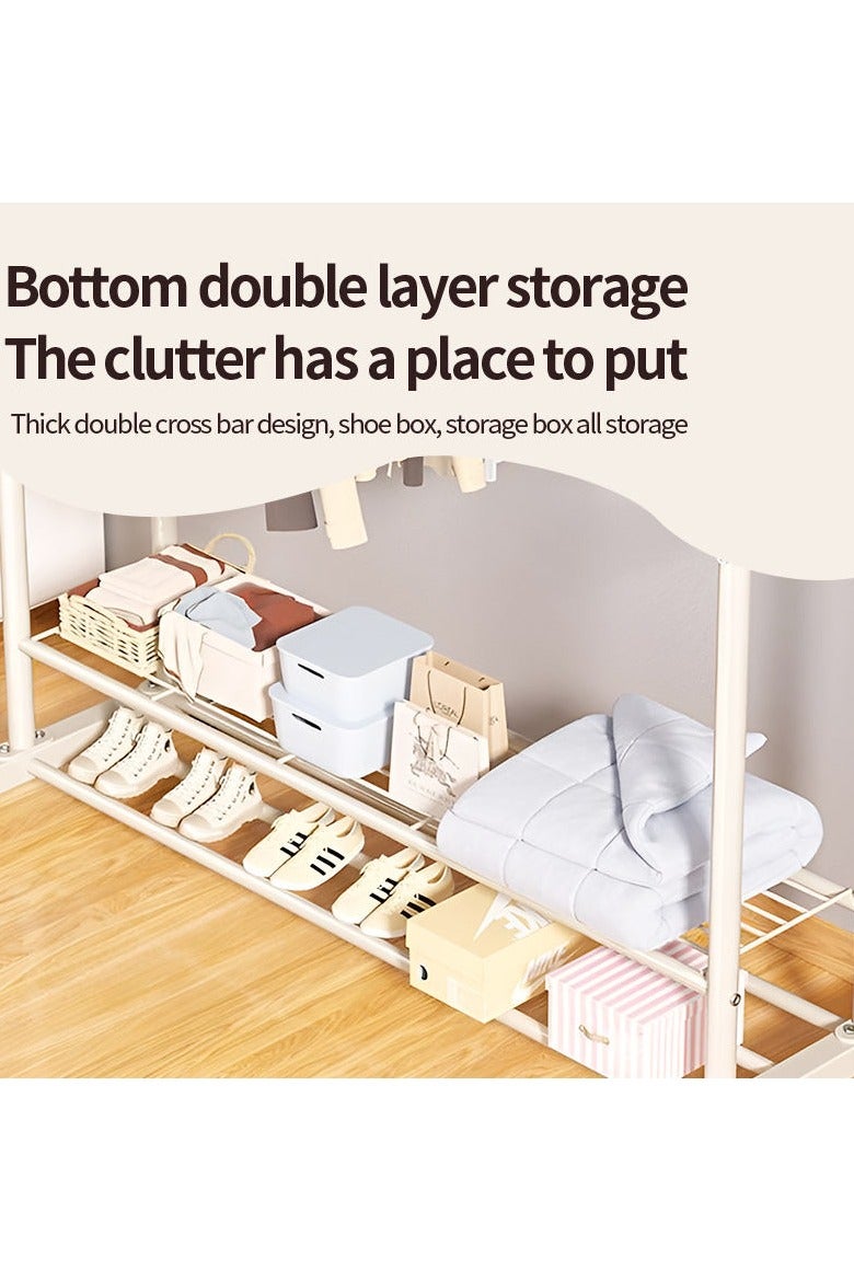 AIWANTO Heavy-Duty Double Clothes Rail Rack with Wheels and Bottom Shelf – Freestanding Metal Garment Organizer for Bedroom and Home, 150x143x40cm - Image 4