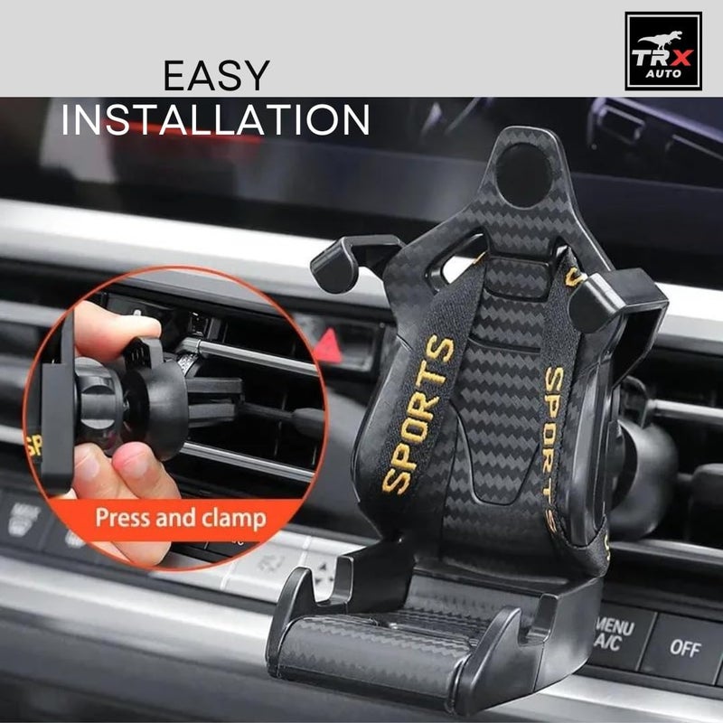 TRX AUTO Car Phone Holder Racing Bucket Seat Style For A/C Vent | Car accessories | Car A/C Vent Clip Mobile Phone Holder | Universal A/c Vent Phone Holder | Red - Image 2