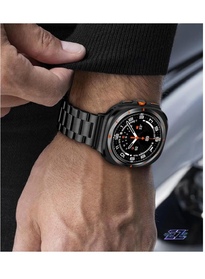 ELTRAZONE Stainless Steel No Gap Band for Samsung Galaxy Watch Ultra 47mm (2024) - Black Metal Replacement Strap for Men and Women, Business Classy Dressy Style - Image 4