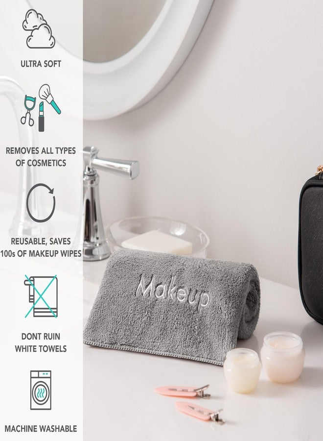 Arkwright, LLC Arkwright Makeup Remover Wash Cloth - Pack of 6 - Ultra Soft & Gentle Microfiber Coral Fleece Small Fingertip Towels, Decorative Powder Room & Guest Bathroom Essentials for Hosts, 11 x 17 in, Grey - Image 2