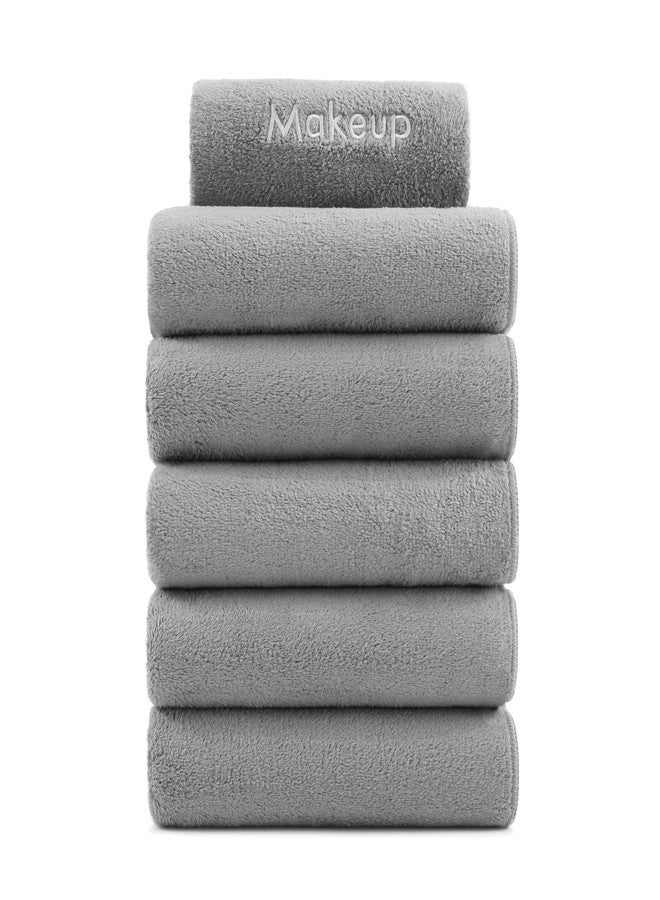 Arkwright, LLC Arkwright Makeup Remover Wash Cloth - Pack of 6 - Ultra Soft & Gentle Microfiber Coral Fleece Small Fingertip Towels, Decorative Powder Room & Guest Bathroom Essentials for Hosts, 11 x 17 in, Grey - Image 1