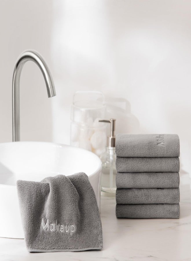 Arkwright, LLC Arkwright Makeup Remover Wash Cloth - Pack of 6 - Ultra Soft & Gentle Microfiber Coral Fleece Small Fingertip Towels, Decorative Powder Room & Guest Bathroom Essentials for Hosts, 11 x 17 in, Grey - Image 4