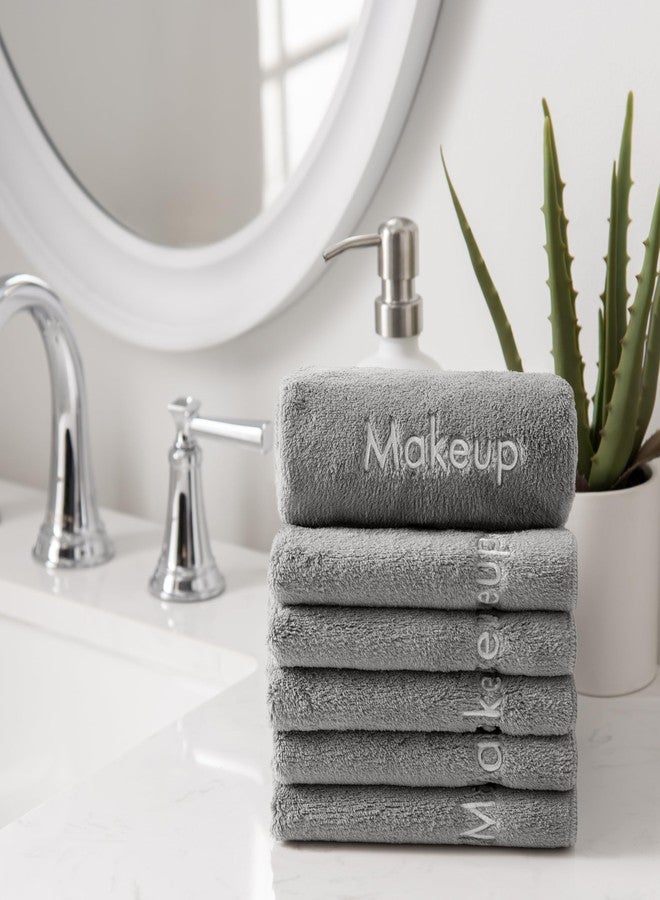 Arkwright, LLC Arkwright Makeup Remover Wash Cloth - Pack of 6 - Ultra Soft & Gentle Microfiber Coral Fleece Small Fingertip Towels, Decorative Powder Room & Guest Bathroom Essentials for Hosts, 11 x 17 in, Grey - Image 5