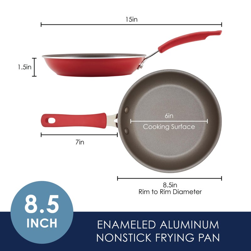 Rachael Ray Cook + Create Nonstick Frying Pan/Skillet, 8.5 Inch, Red - Image 2