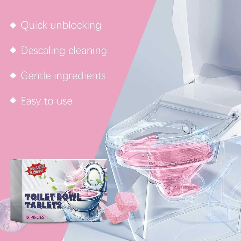 Aputue Toilet Bowl Cleaner, 12 Pack Bleach Tablets for Deep Cleaning and Descaling, Automatic Toilet Bowl Cleaner with Deodorizing Formula, Effective Against Tough Stains and Limescale - Image 2