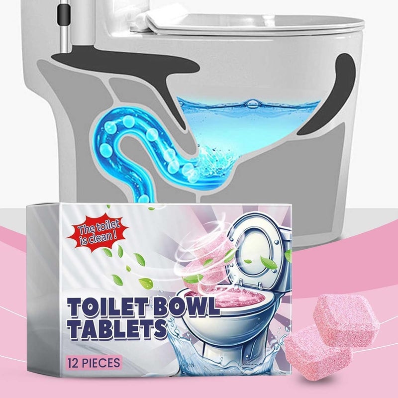 Aputue Toilet Bowl Cleaner, 12 Pack Bleach Tablets for Deep Cleaning and Descaling, Automatic Toilet Bowl Cleaner with Deodorizing Formula, Effective Against Tough Stains and Limescale - Image 3