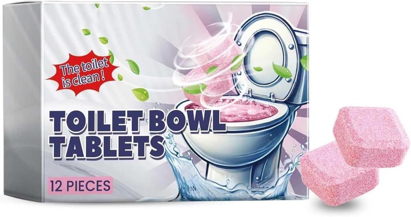Aputue Toilet Bowl Cleaner, 12 Pack Bleach Tablets for Deep Cleaning and Descaling, Automatic Toilet Bowl Cleaner with Deodorizing Formula, Effective Against Tough Stains and Limescale - Image 1