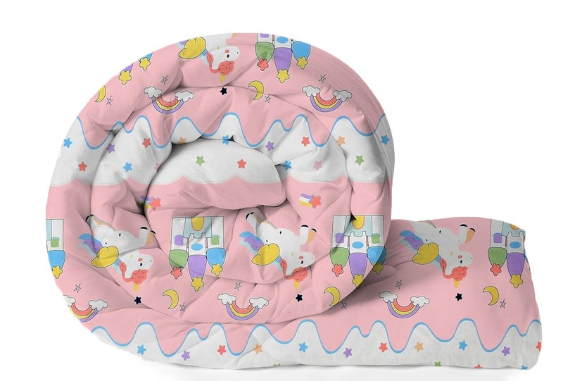 Filymore Star Unicorn Comforter for Kids Girls - Cute Cartoon Print 300 TC Single Bed Blanket, Microfiber Dohar for Boys & Girls | Soft Kids Winter & Summer Quilt | 60x90 Inches (Peach) - Image 3