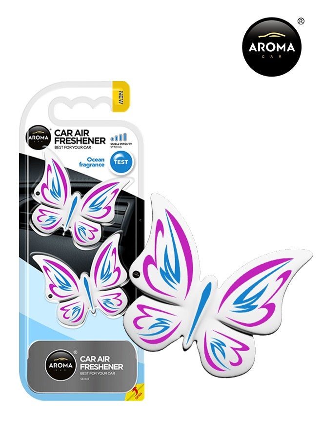أروما معطر جو للسيارة من أروما برائحة الفراشة والمحيط، مشبك تثبيت، رائحة منعشة تدوم طويلاً، عطر زخرفي لفتحات التهوية، مقاوم للانسكاب، مناسب لمنافذ الهواء - Image 1