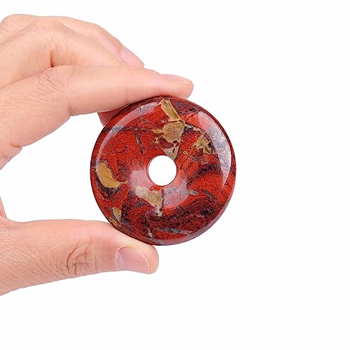 JOE FOREMAN 50mm Mixed Red Jasper Natural Gemstone Ring Circle Donuts Pendant Charms Beads for Jewelry Making 1Pcs - Image 2