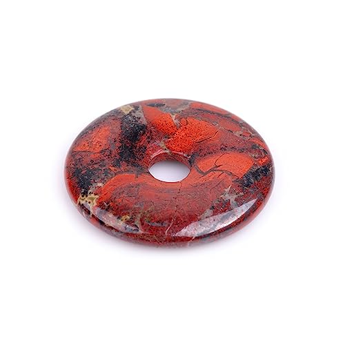 JOE FOREMAN 50mm Mixed Red Jasper Natural Gemstone Ring Circle Donuts Pendant Charms Beads for Jewelry Making 1Pcs - Image 1