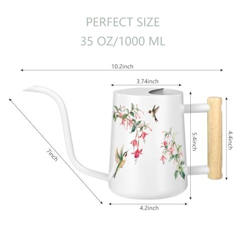 GUKJOB Watering Can Indoor Plants, 35oz Small Stainless Steel Metal Watering Can Modern Decorative Watering Pot with Long Spout for Indoor House Plant Bonsai Garden Flowers (White 1) - Image 4