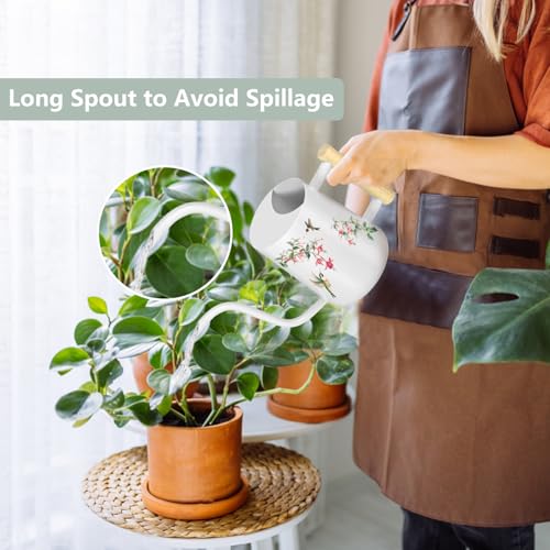 GUKJOB Watering Can Indoor Plants, 35oz Small Stainless Steel Metal Watering Can Modern Decorative Watering Pot with Long Spout for Indoor House Plant Bonsai Garden Flowers (White 1) - Image 2