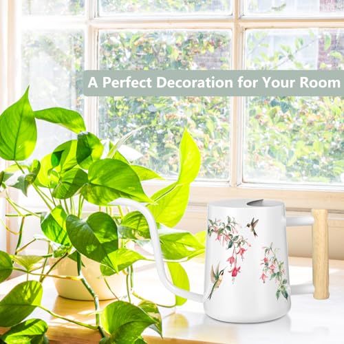 GUKJOB Watering Can Indoor Plants, 35oz Small Stainless Steel Metal Watering Can Modern Decorative Watering Pot with Long Spout for Indoor House Plant Bonsai Garden Flowers (White 1) - Image 3