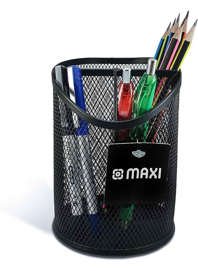 ماكسي حامل أقلام رصاص و أقلام شبكي معدني بثلاث فتحات باللون الأسود - Image 5