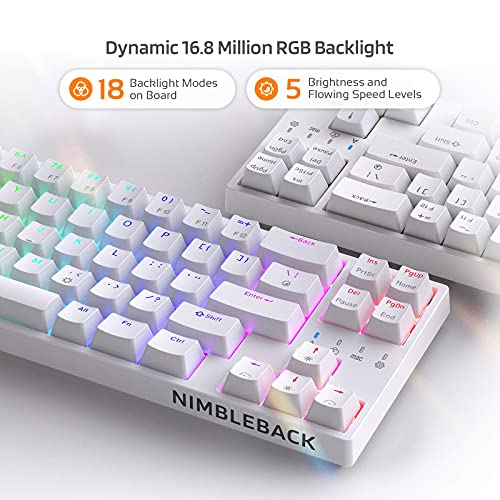 LTC NB681 Nimbleback Wired 65% Mechanical Keyboard, RGB Backlit Ultra-Compact 68 Keys Gaming Keyboard with Hot-Swappable Switch and Stand-Alone Arrow/Control Keys (Hot Swappable Brown Switch, White) - Image 2