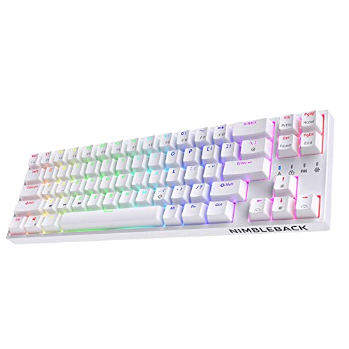 LTC NB681 Nimbleback Wired 65% Mechanical Keyboard, RGB Backlit Ultra-Compact 68 Keys Gaming Keyboard with Hot-Swappable Switch and Stand-Alone Arrow/Control Keys (Hot Swappable Brown Switch, White) - Image 1