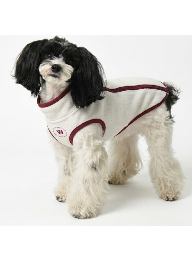 Winter Fresh Ivory Fleece Zip-Up Pet Vest - Medium Size