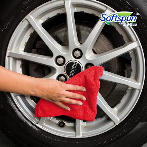 SOFTSPUN Microfiber Cloth - 2 pcs - 30x30 cms - 340 GSM Red - Thick Lint & Streak-Free Multipurpose Cloths - Automotive Microfibre Towels for Car Bike Cleaning Polishing Washing & Detailing - Image 4