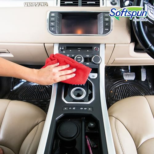 SOFTSPUN Microfiber Cloth - 2 pcs - 30x30 cms - 340 GSM Red - Thick Lint & Streak-Free Multipurpose Cloths - Automotive Microfibre Towels for Car Bike Cleaning Polishing Washing & Detailing - Image 2