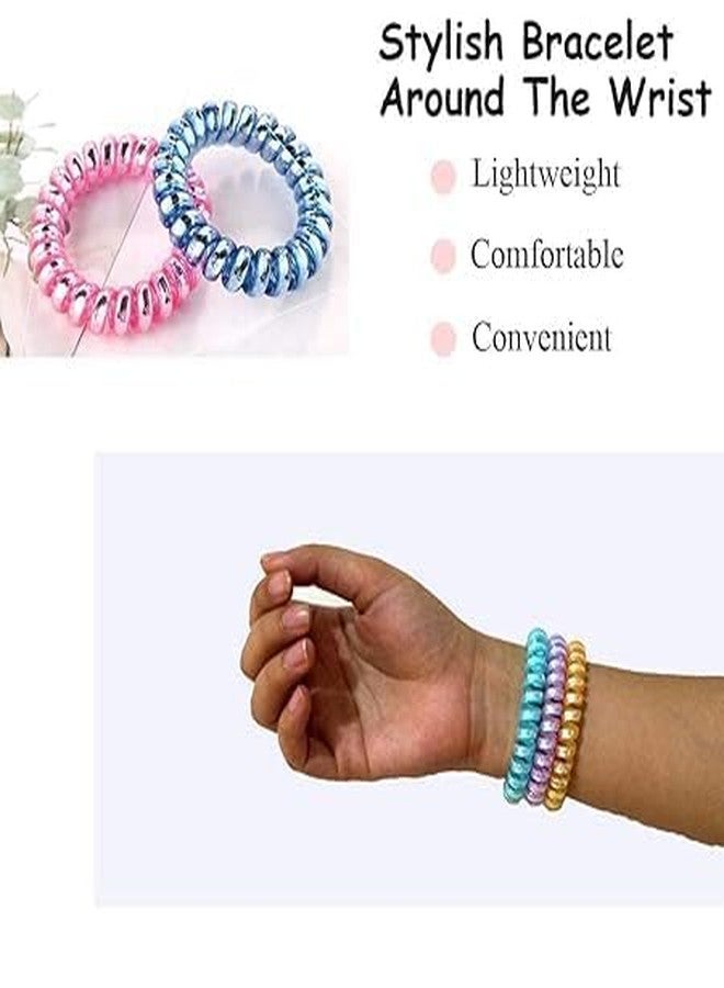 Minta Multicolor Pack of 7 Spiral Hair Tie, Telephone Wire Hair Scrunchies, Hair Ponytail Holder, Hair Bow, Hair Bands, Hair Rubber for Women, Girl and Teens - Image 4