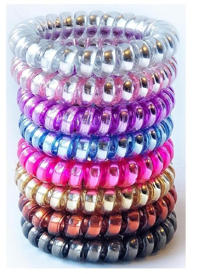 Minta Multicolor Pack of 7 Spiral Hair Tie, Telephone Wire Hair Scrunchies, Hair Ponytail Holder, Hair Bow, Hair Bands, Hair Rubber for Women, Girl and Teens - Image 1