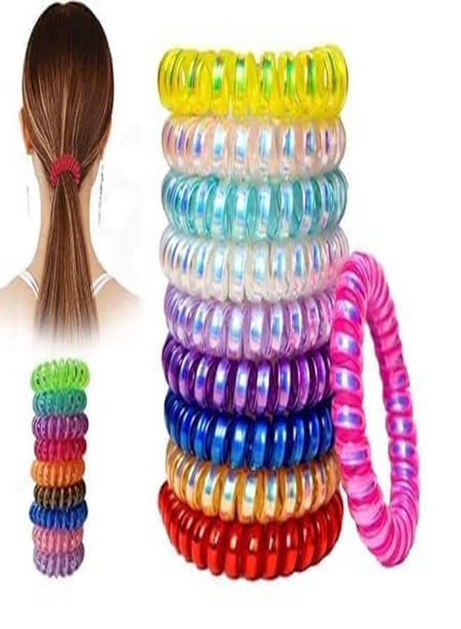 Minta Multicolor Pack of 7 Spiral Hair Tie, Telephone Wire Hair Scrunchies, Hair Ponytail Holder, Hair Bow, Hair Bands, Hair Rubber for Women, Girl and Teens - Image 2