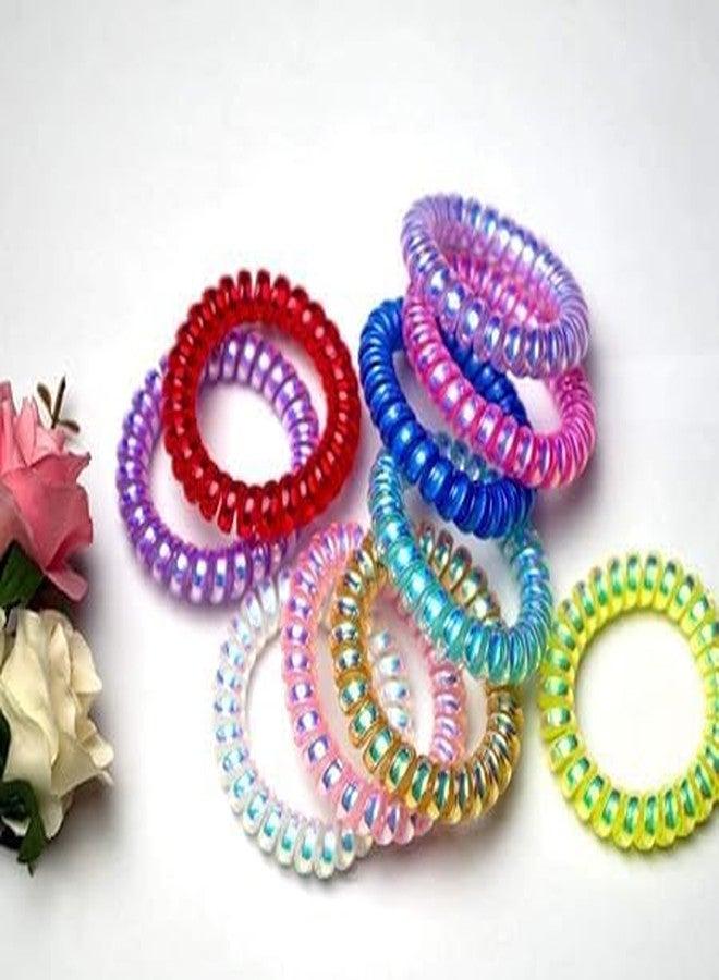 Minta Multicolor Pack of 7 Spiral Hair Tie, Telephone Wire Hair Scrunchies, Hair Ponytail Holder, Hair Bow, Hair Bands, Hair Rubber for Women, Girl and Teens - Image 5