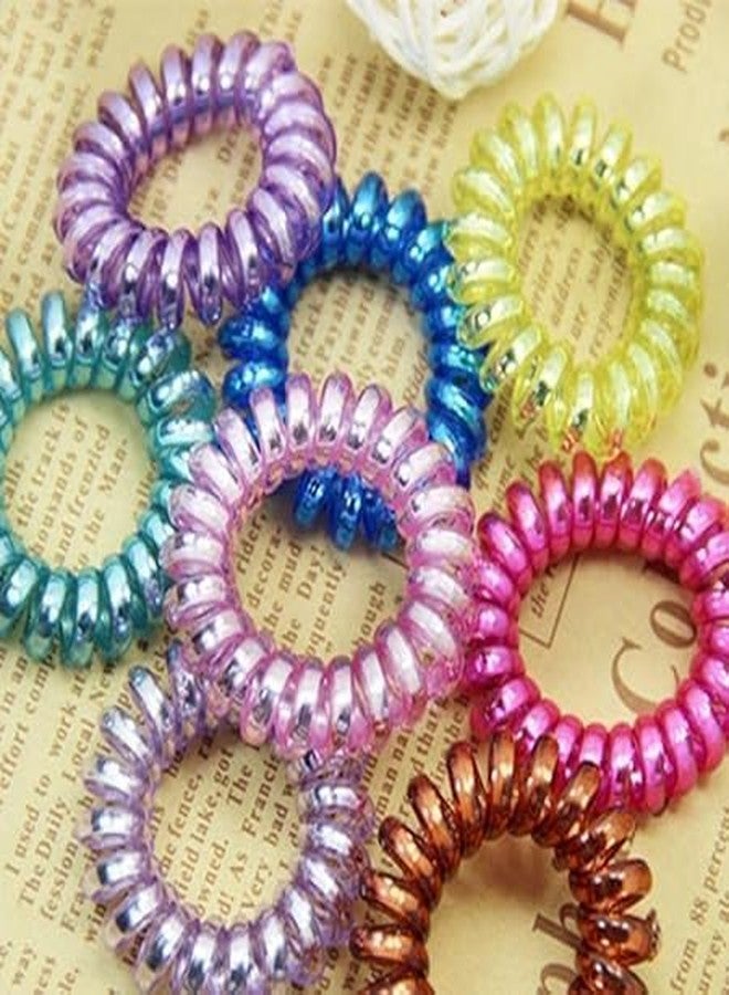 Minta Multicolor Pack of 7 Spiral Hair Tie, Telephone Wire Hair Scrunchies, Hair Ponytail Holder, Hair Bow, Hair Bands, Hair Rubber for Women, Girl and Teens - Image 3