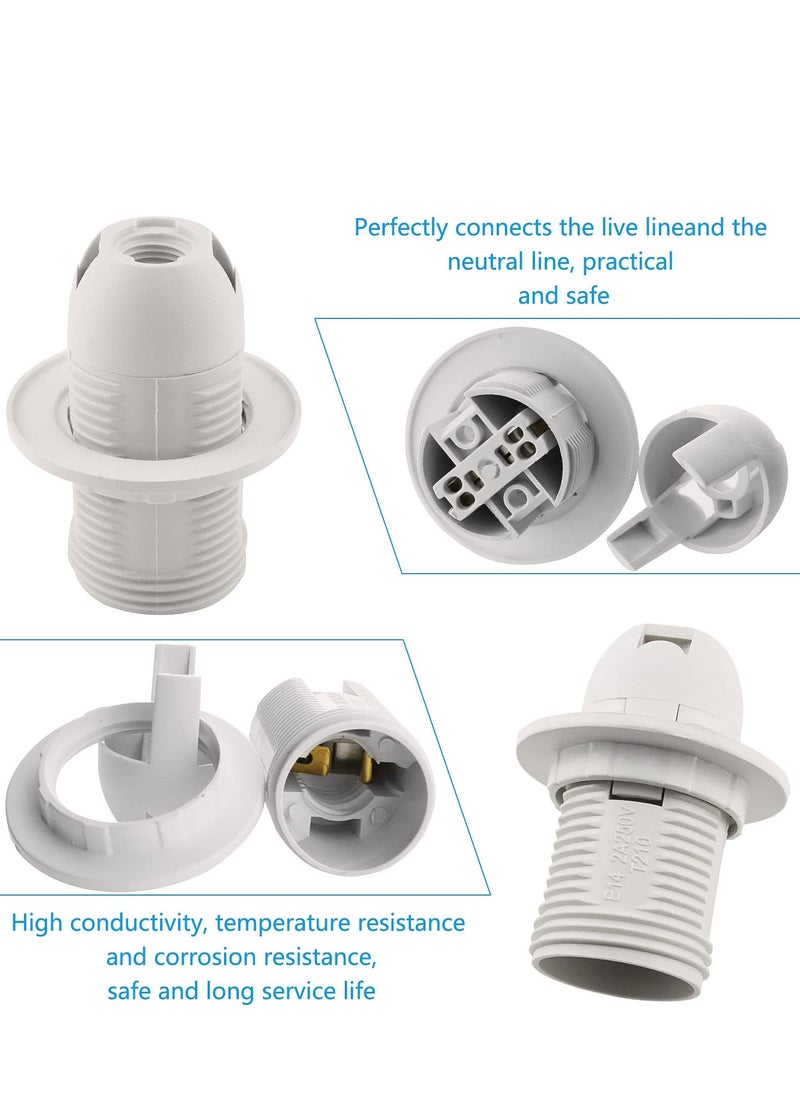 SYOSI E14 Lamp Holder, 10 Pieces Screw Lamp Holder Light Bulb Adapter 250V 2A High Conductivity E14 Pendant Socket & Replacement Ring  - Image 2