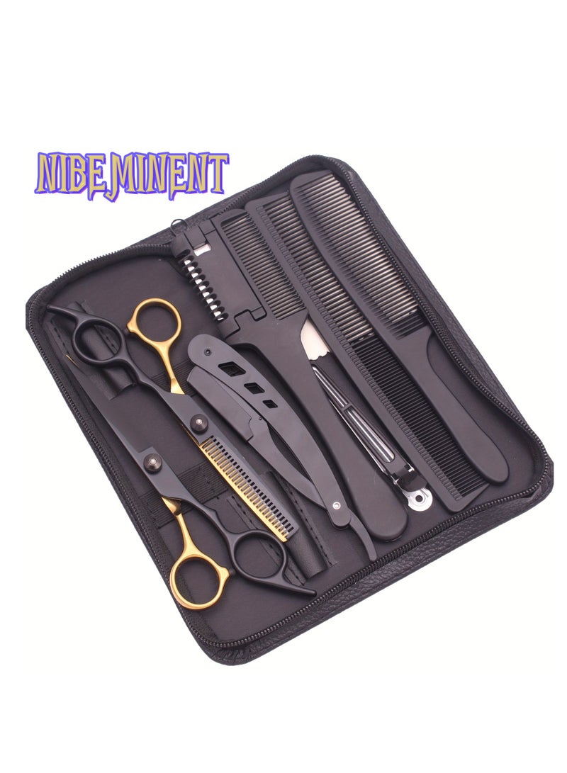 NIBEMINENT 6-inch hair cutting scissors hair cutting tool set. Hair cutting scissors set. Thinning scissors styling tool, shaver comb set, hair cutting comb, shaver, double-sided comb, apple comb  - Image 1