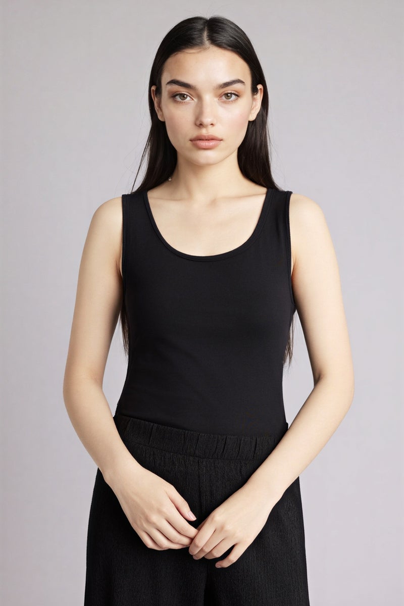 DeFacto Black Woman Slim Fit Basic Round Collar Sleeveless Tank Top Casual - Image 3