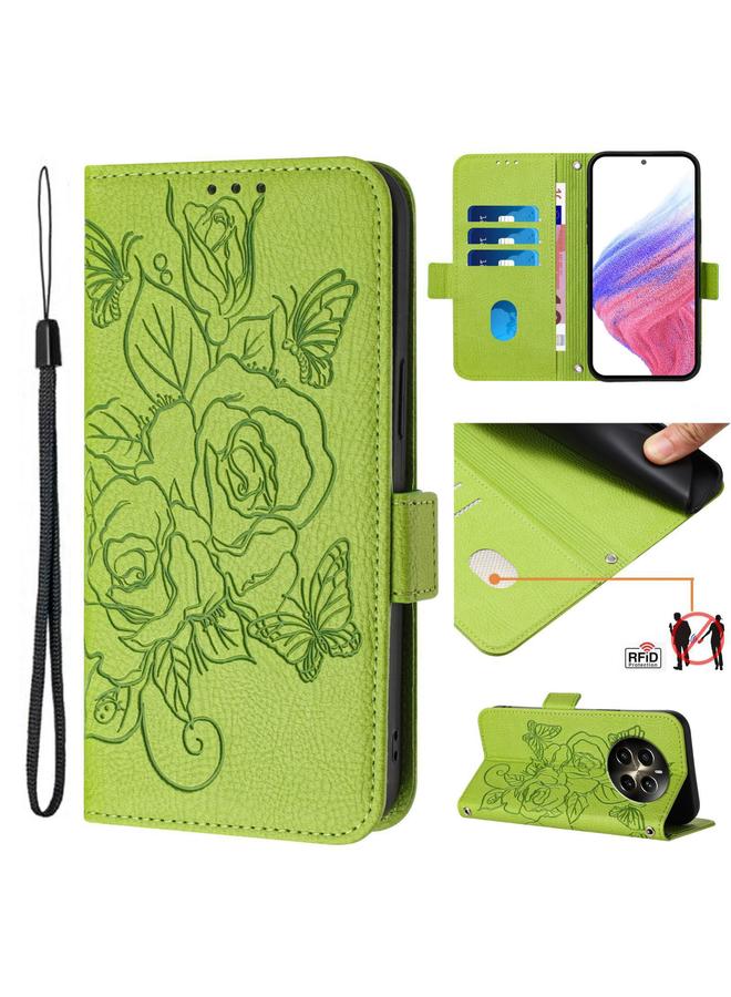 إيروريكس جراب لهاتف Realme 12+ 5G / Narzo 70 Pro 5G جراب هاتف جلدي مضاد للسرقة منقوش باللون الوردي الهندي بتقنية RFID - Image 1