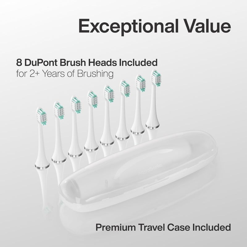Aquasonic Vibe Series Ultra-Whitening Toothbrush – ADA Accepted Electric Toothbrush - 8 Brush Heads & Travel Case – 40,000 VPM Motor & Wireless Charging - 4 Modes w Smart Timer – Optic White - Image 5