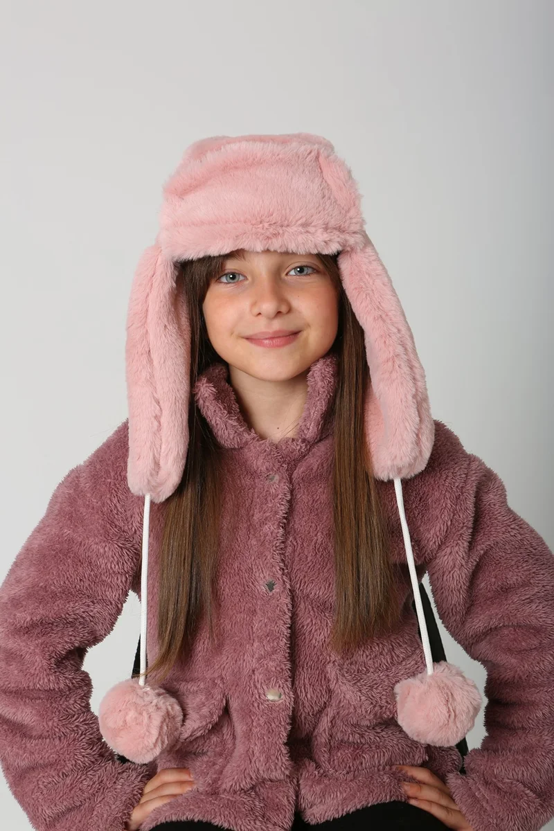 REMSA Children's Furry Earmuff Plush Hat Rkş-Ç-04 Pink