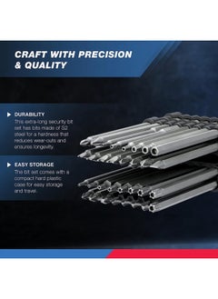 Neiko 10224A 1 4 Extra Long Security Bit Set 32 Piece Screwdriver Bit For Drill S2 Steel 6 Long Torx Bit Set Tamper Proof Bit Set Torx P Ozidriv Spanner Tri Wing Security Power Bit  - Image 2