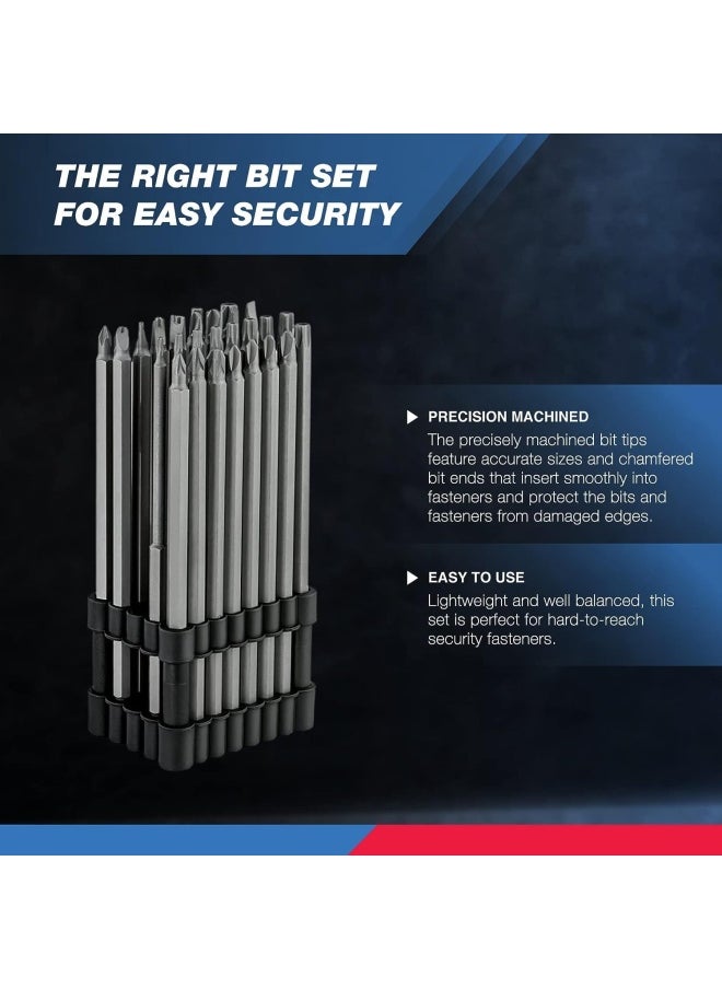 Neiko - 10224A 1 4 Extra Long Security Bit Set 32 Piece Screwdriver Bit For Drill S2 Steel 6 Long Torx Bit Set Tamper Proof Bit Set Torx P Ozidriv Spanner Tri Wing Security Power Bit - Image 1