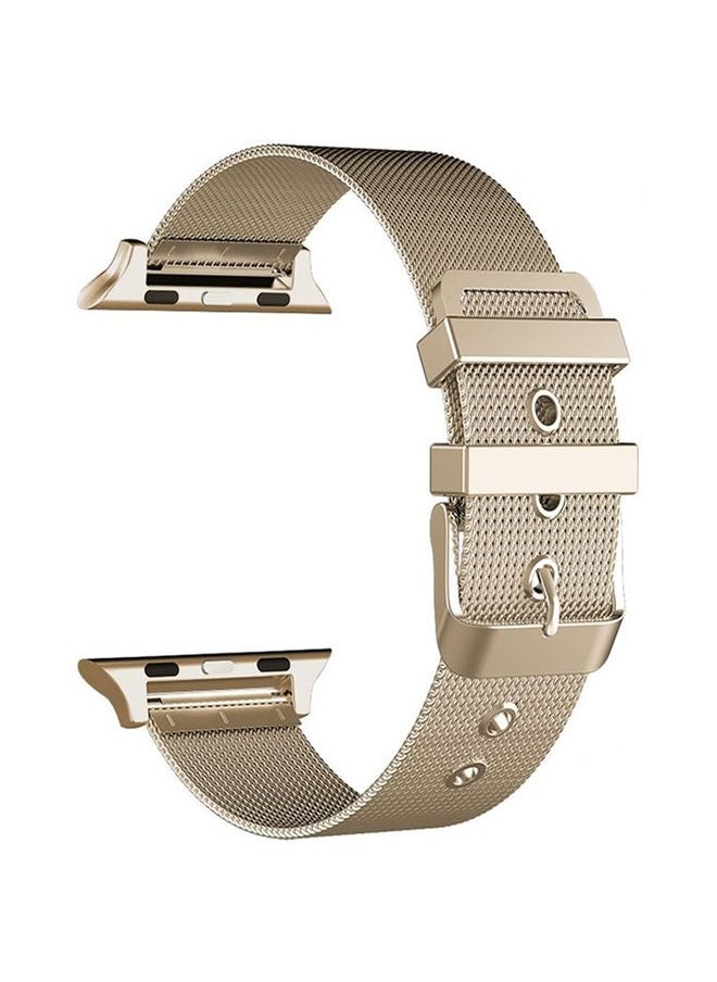 Generic - Replacement Strap For Apple Watch Series 7 45mm / 6 & SE & 5 & 4 44mm / 3 & 2 & 1 42mm Milanese Stainless Steel Double Buckle Watch Band Retro Gold - Image 1