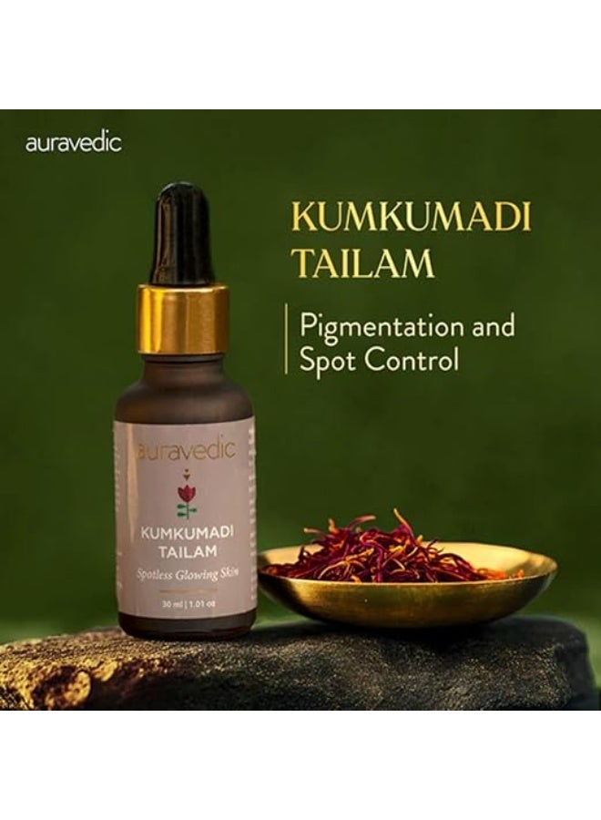 Auravedic Kumkumadi Tailam Face Oil 30 ml Kumkumadi oil for Face Serum for Glowing Skin Brightening Radiant Youthful Glow - Image 4