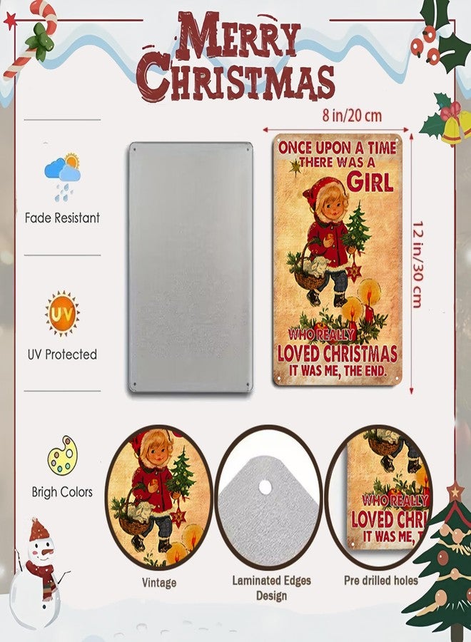 Joyline Rustic Christmas Decor Women Girls Gift Just A Girl Who Loved Christmas Funny Tin Sign for Home Farmhouse Kicthen Bedroom She Shed Wall Decor 8 x 12 inches (3242) - Image 2