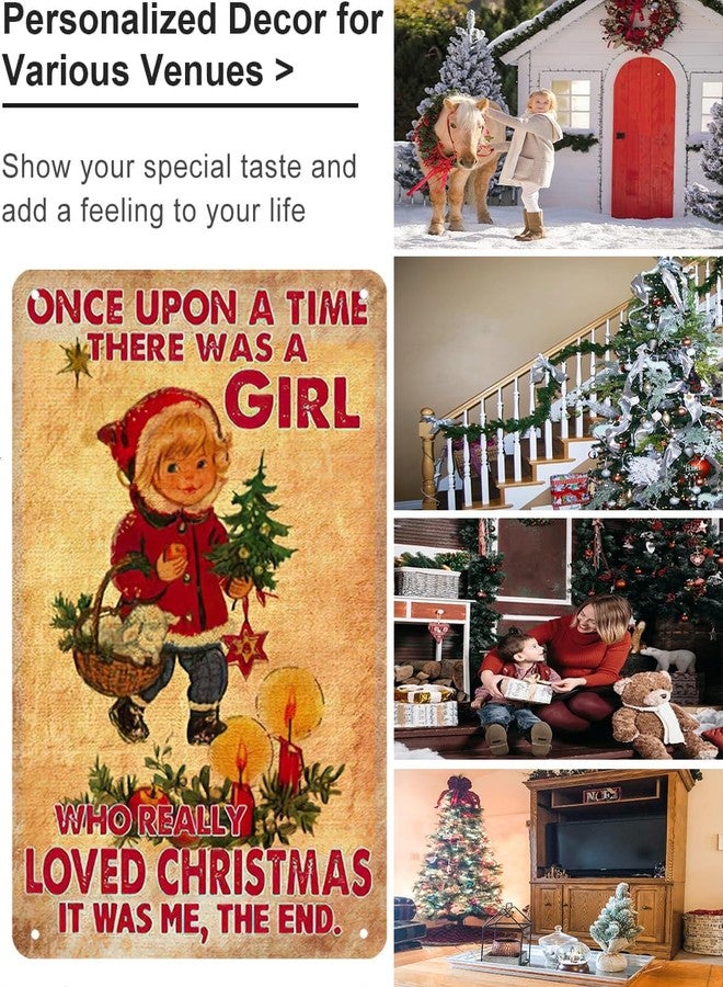 Joyline Rustic Christmas Decor Women Girls Gift Just A Girl Who Loved Christmas Funny Tin Sign for Home Farmhouse Kicthen Bedroom She Shed Wall Decor 8 x 12 inches (3242) - Image 3