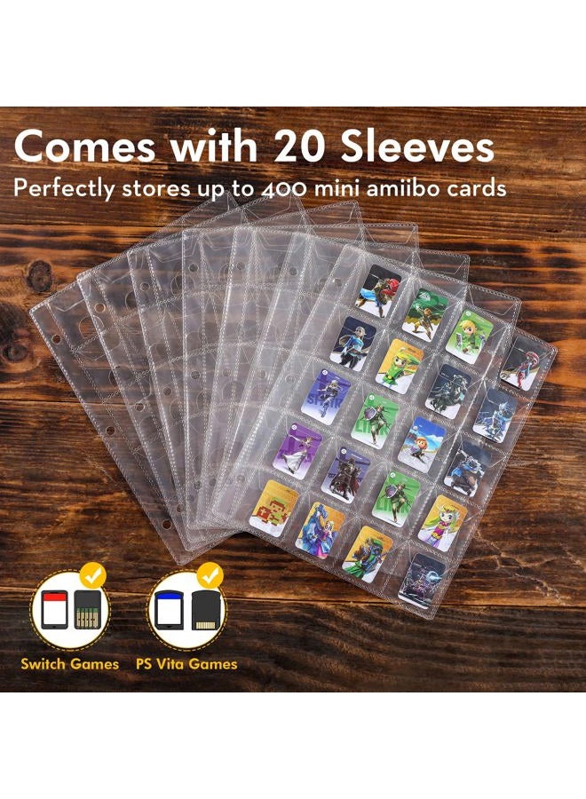 iofeiwak 400+ Card Binder for Mini Amiibo Cards, Card Holder Folder With 20 Sleeves Compatible with Zleda/Animal Crossing NFC Amiibo Cards (0.82x1.22 inch) - Image 2