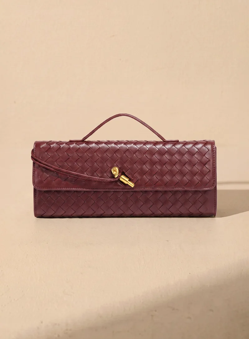 سنفير Woven Leather Clutch Bag